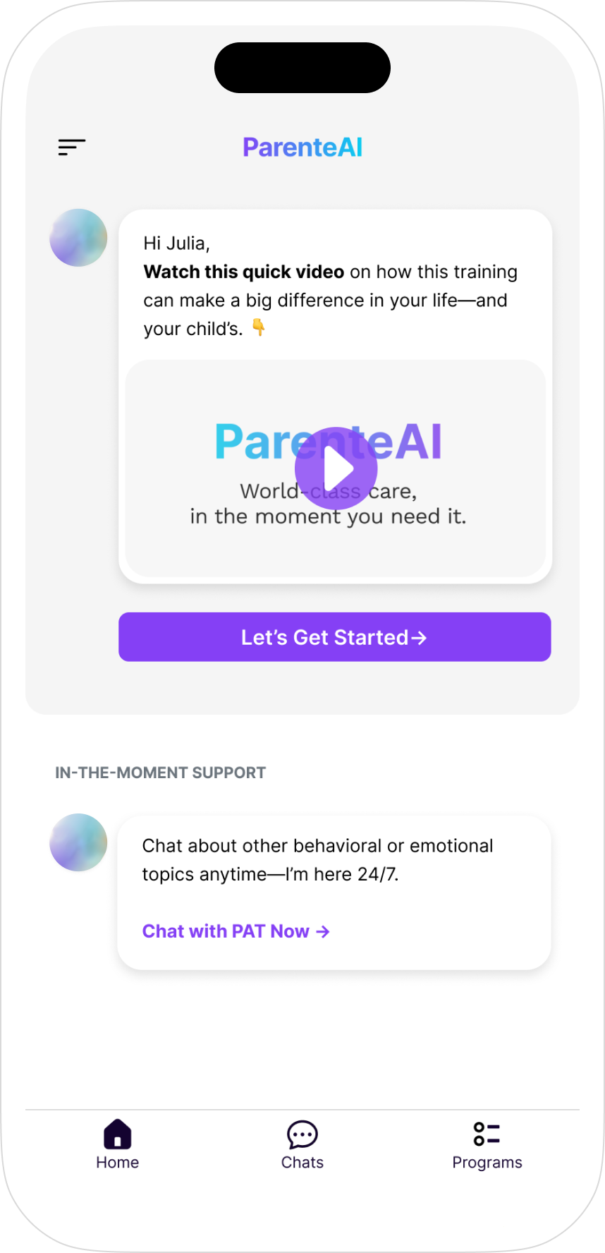 ParenteAI platform interface